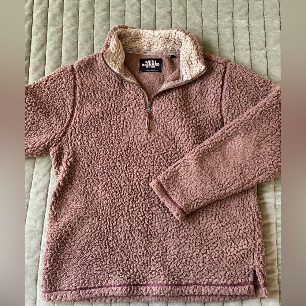 SAINT BERNARD BRAND BROWN SHERPA QUARTER ZIP SIZE SMALL